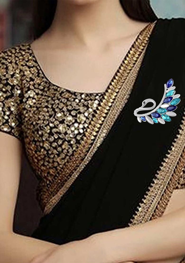 Women Swan Shaped Stone Studded Brooch