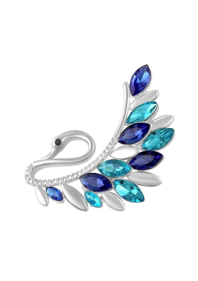 Women Swan Shaped Stone Studded Brooch