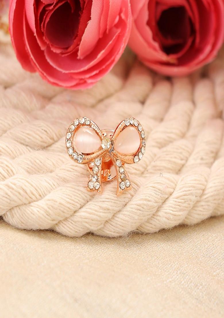 Gold Plated Crystal Studded Knot Brooch