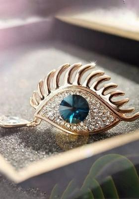 Gold Plated Stone Studded Illumanity Third Eye Charm Brooch