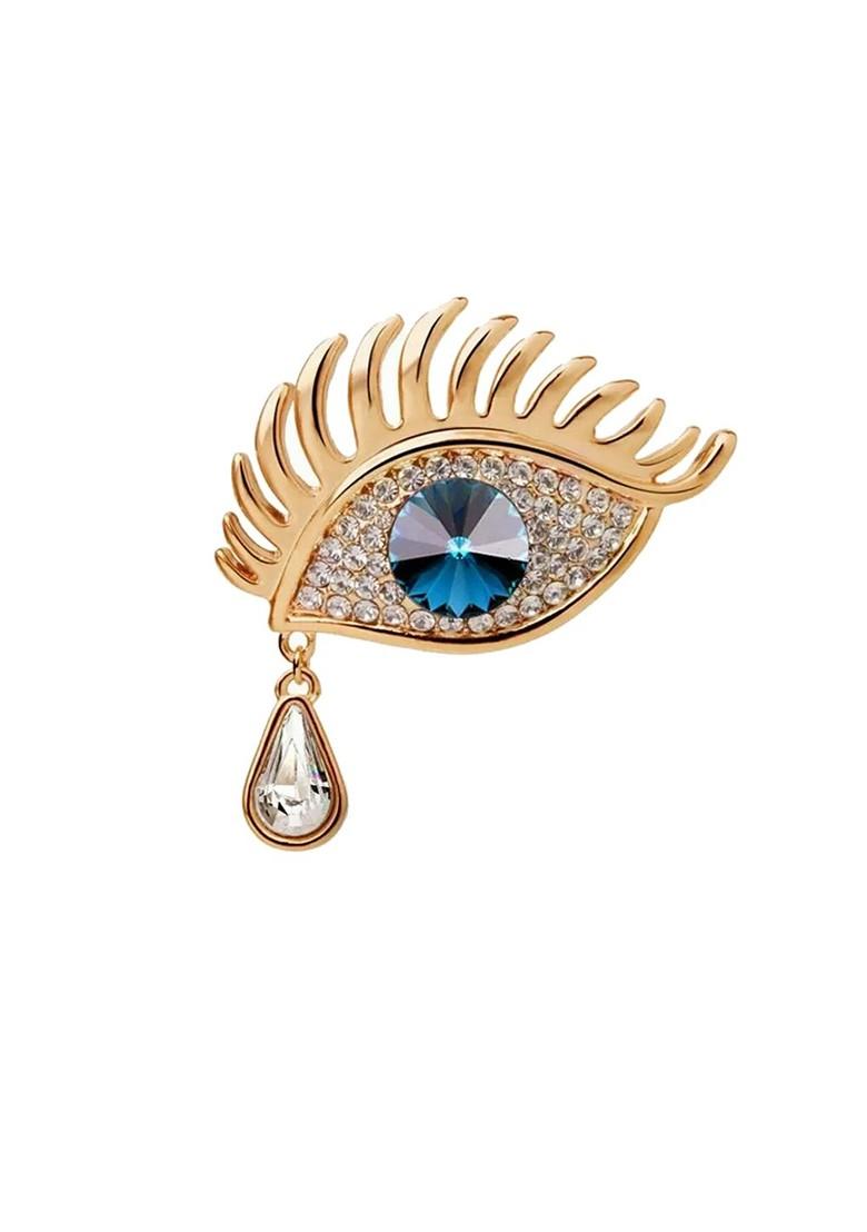Gold Plated Stone Studded Illumanity Third Eye Charm Brooch
