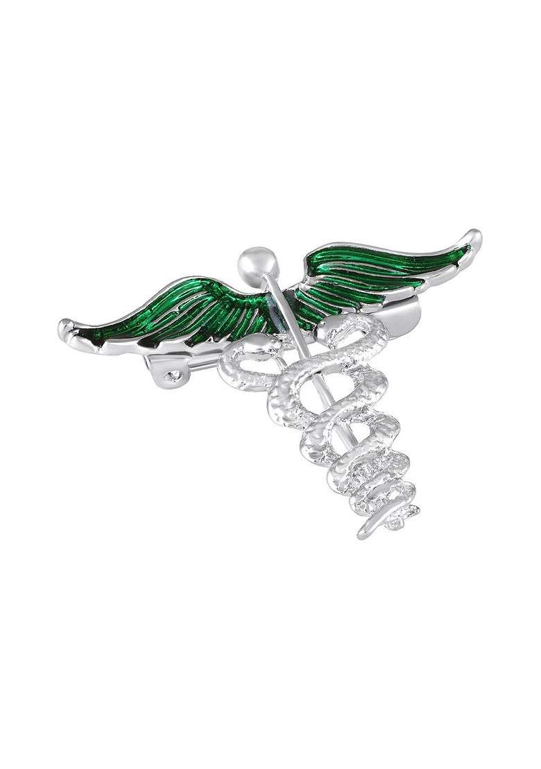 Green Meenakari Enamel Doctor Brooch - Indya