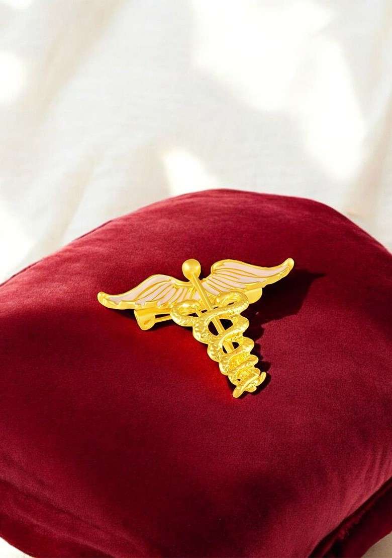 White Meenakari Enamel Doctor Brooch - Indya