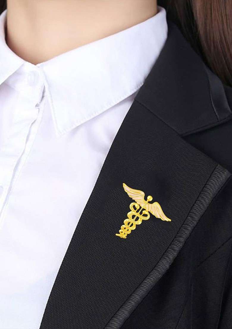 White Meenakari Enamel Doctor Brooch - Indya