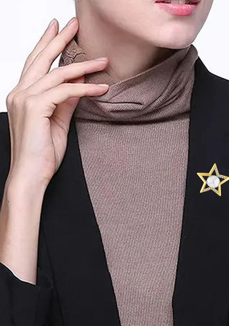 Unisex Gold Plated Victorian Star Lapel Pin Brooch