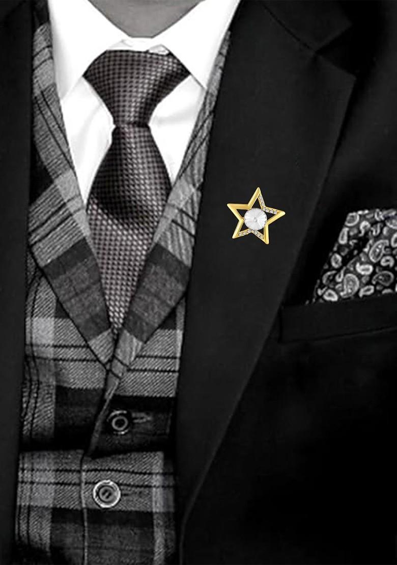 Unisex Gold Plated Victorian Star Lapel Pin Brooch