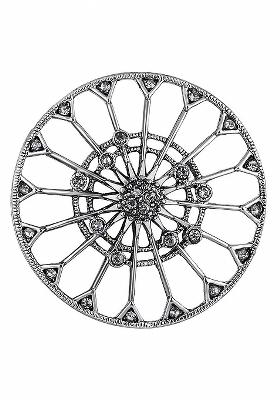 Women Round Shaped Textured Stones Studded Oxidized Lapel Pin