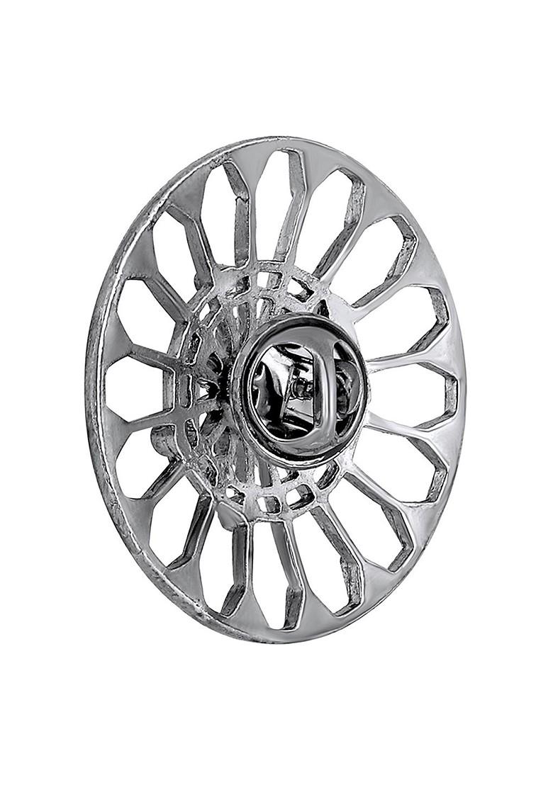 Women Round Shaped Textured Stones Studded Oxidized Lapel Pin