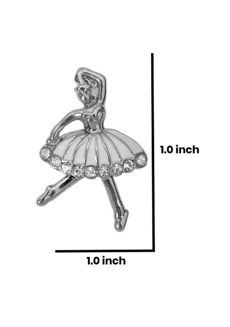 Men Zircon Studded Vintage Ballerina Dancer Brooch