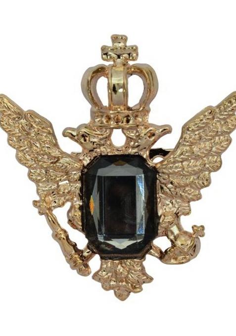 Vintage Crystal Crown Eagle Wing Statement Brooch