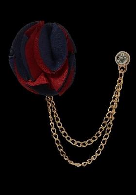 Men Rose Gold Plated Zircon Studded Leaf Crown Brooch