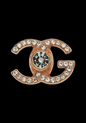 Men Rose Gold Plated Rhinestones Studded C G Brooch
