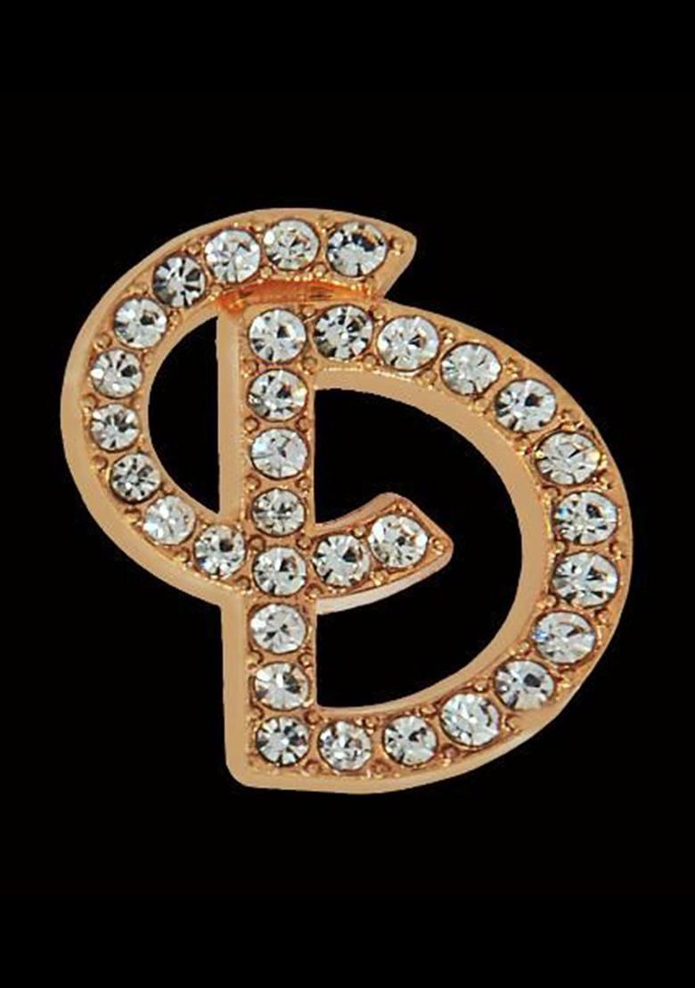 Men Rose Gold Plated Rhinestone Studded Brooch