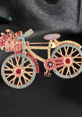 Women Multicoloured Plated Vintage Bicycle Lapel Pin