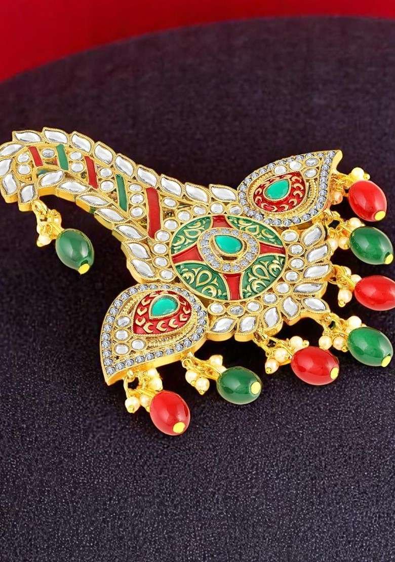 Men Multicoloured Meenakari Enamel Kalangi For Pagdi Brooch - Indya
