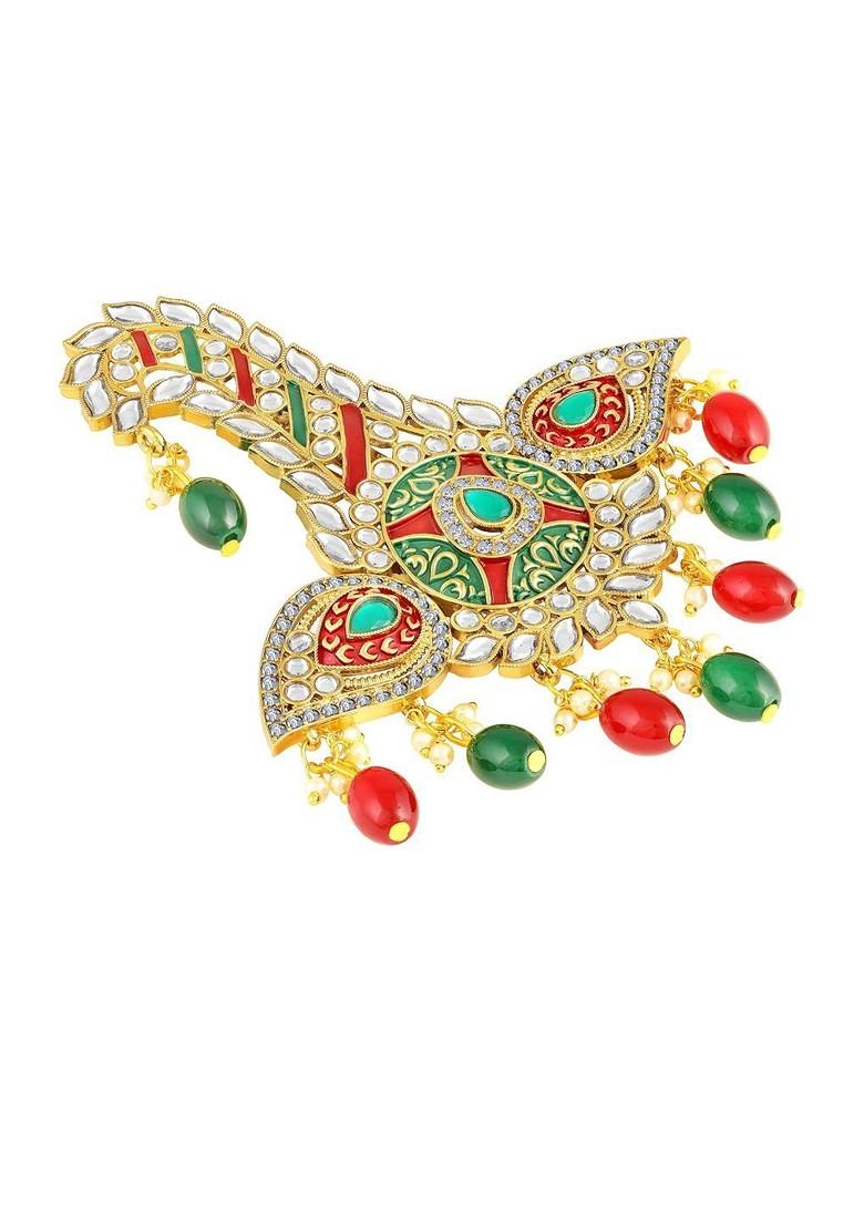Men Multicoloured Meenakari Enamel Kalangi For Pagdi Brooch