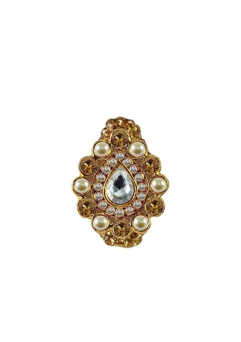 Multicoloured Brass Brooch - Indya