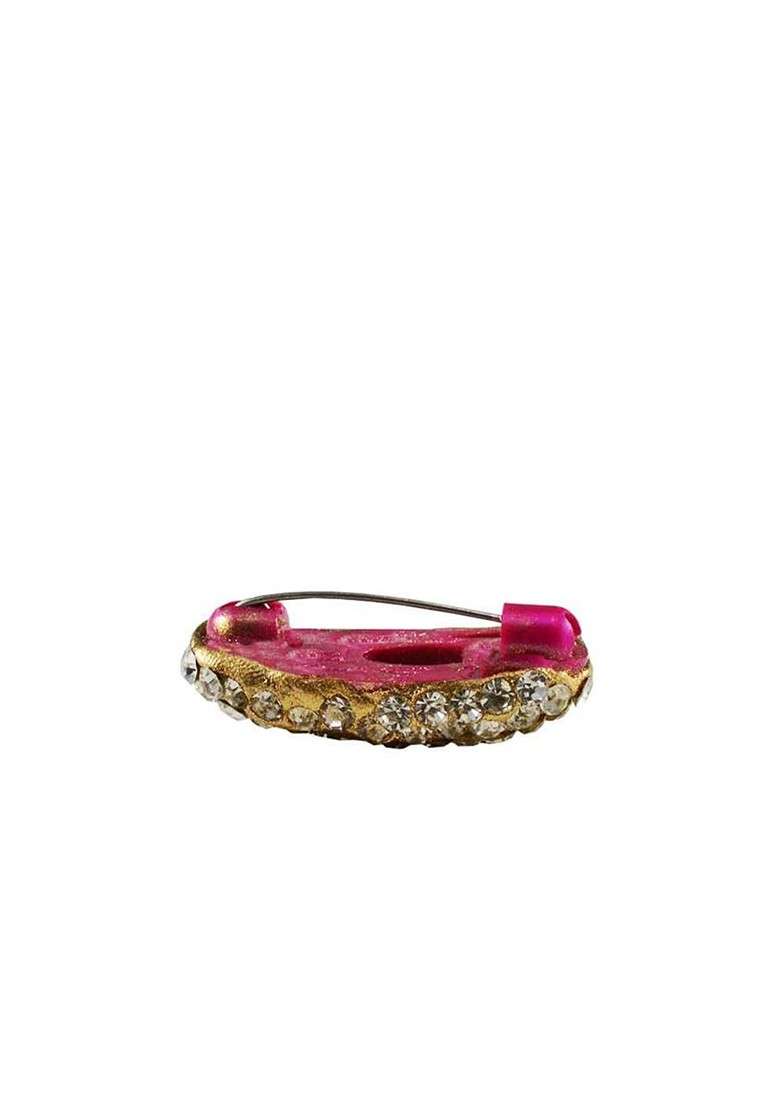 Multicoloured Brass Brooch - Indya