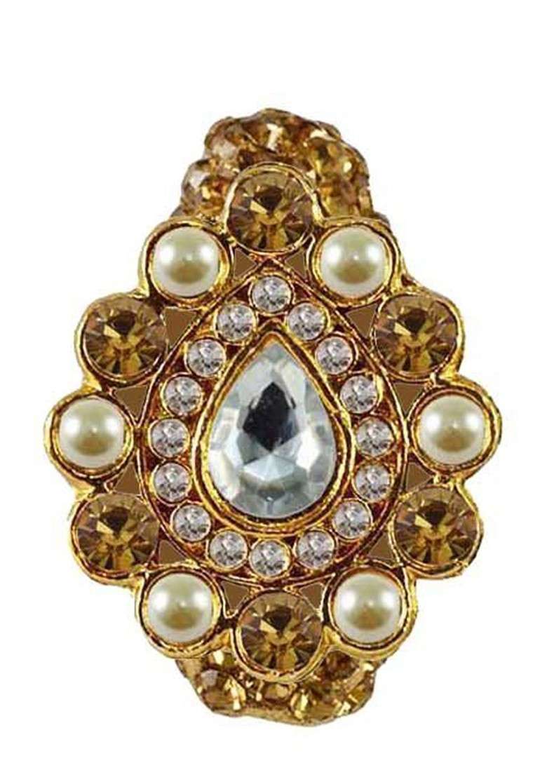 Multicoloured Brass Brooch - Indya