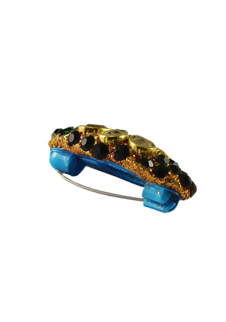 Multicoloured Brass Brooch - Indya