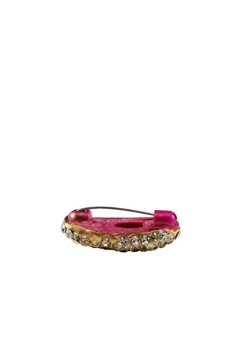 Multicoloured Brass Brooch - Indya