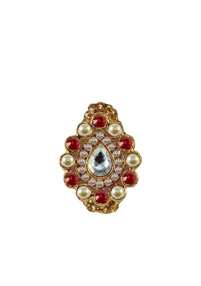 Multicoloured Brass Brooch - Indya