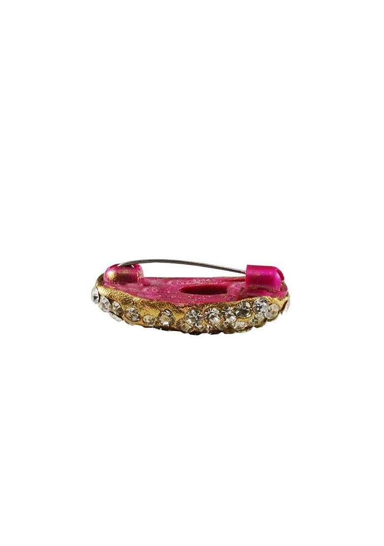Multicoloured Brass Brooch - Indya
