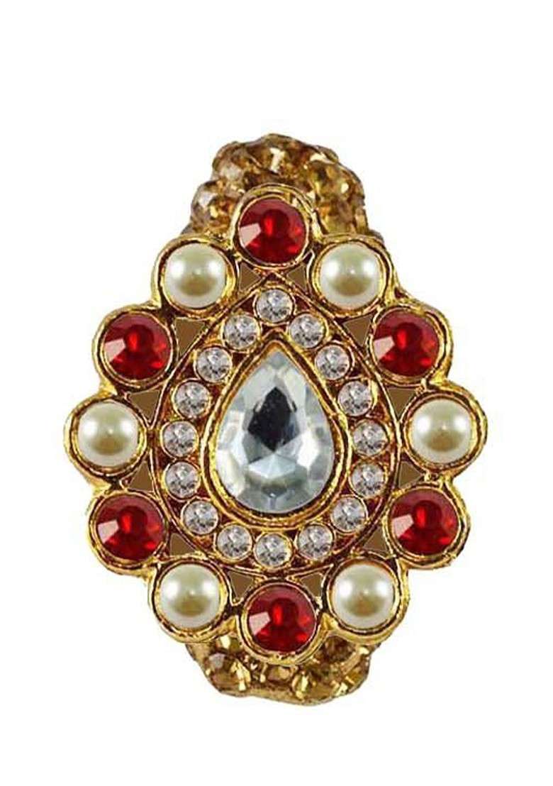 Multicoloured Brass Brooch - Indya