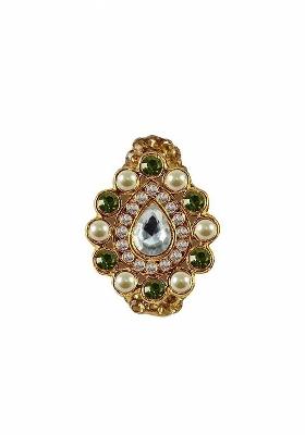 Multicoloured Brass Brooch