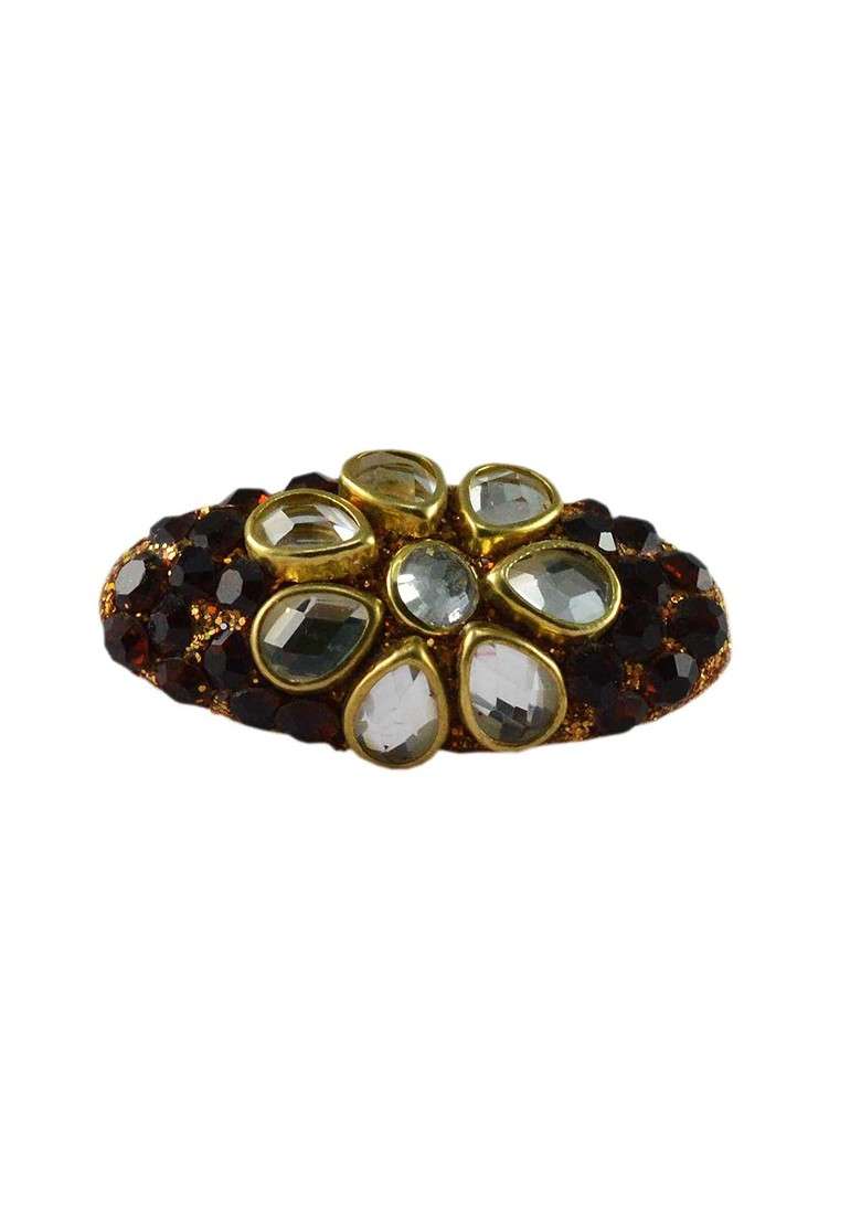 Multicoloured Brass Brooch - Indya