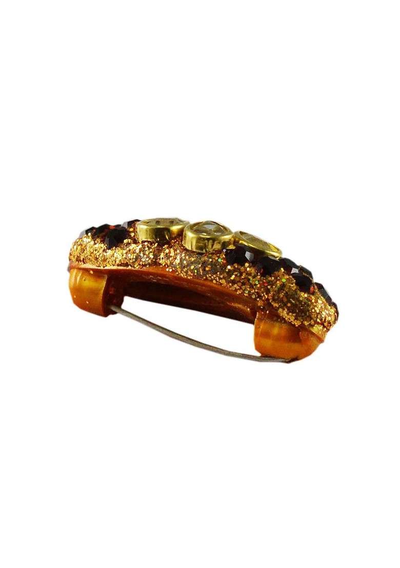 Multicoloured Brass Brooch - Indya