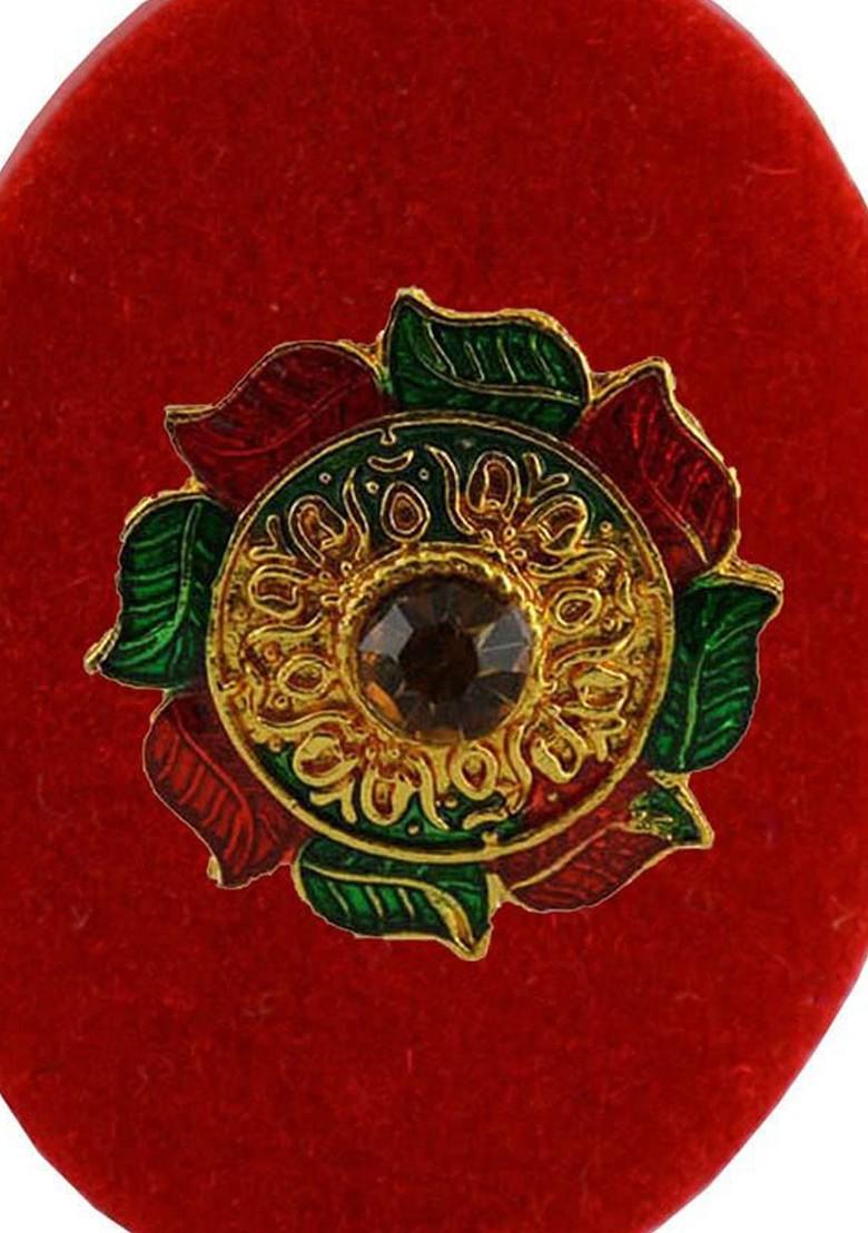 Multicoloured Brass Brooch