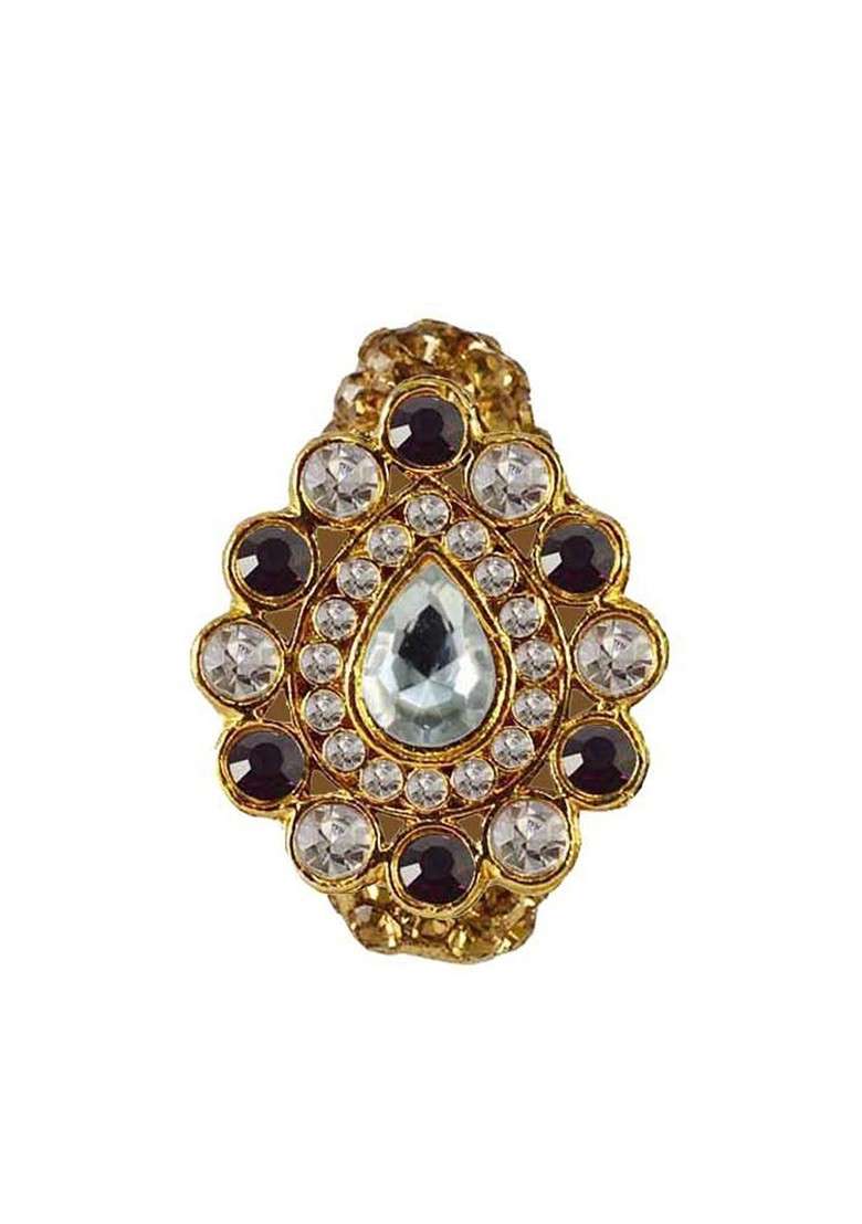 Multicoloured Brass Brooch - Indya