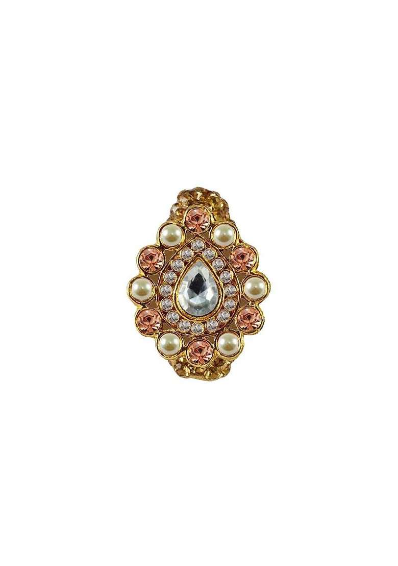 Multicoloured Brass Brooch - Indya
