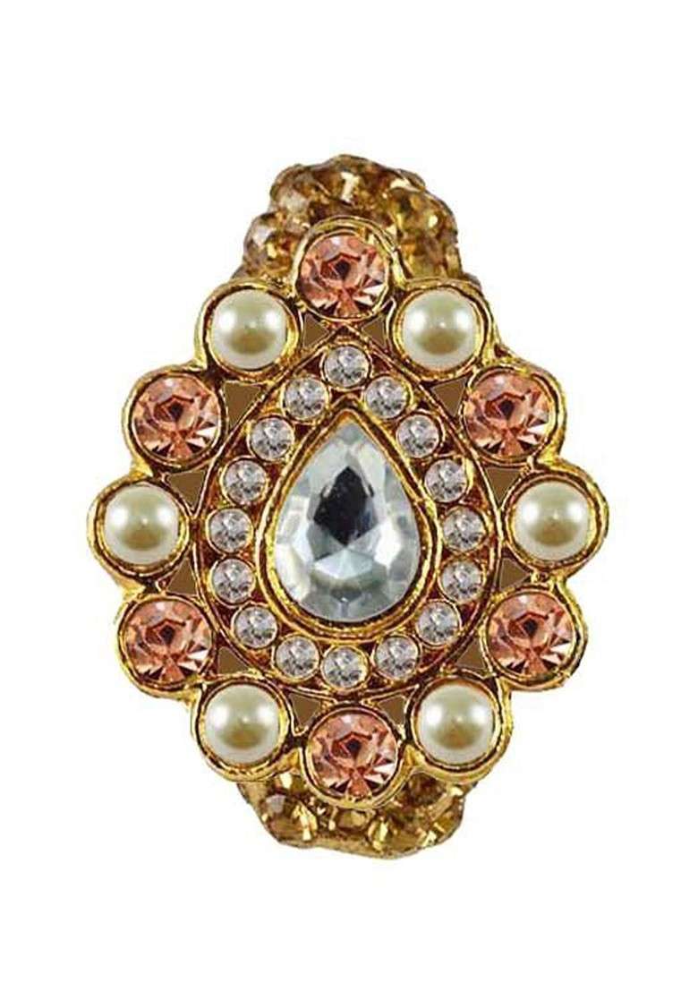 Multicoloured Brass Brooch - Indya