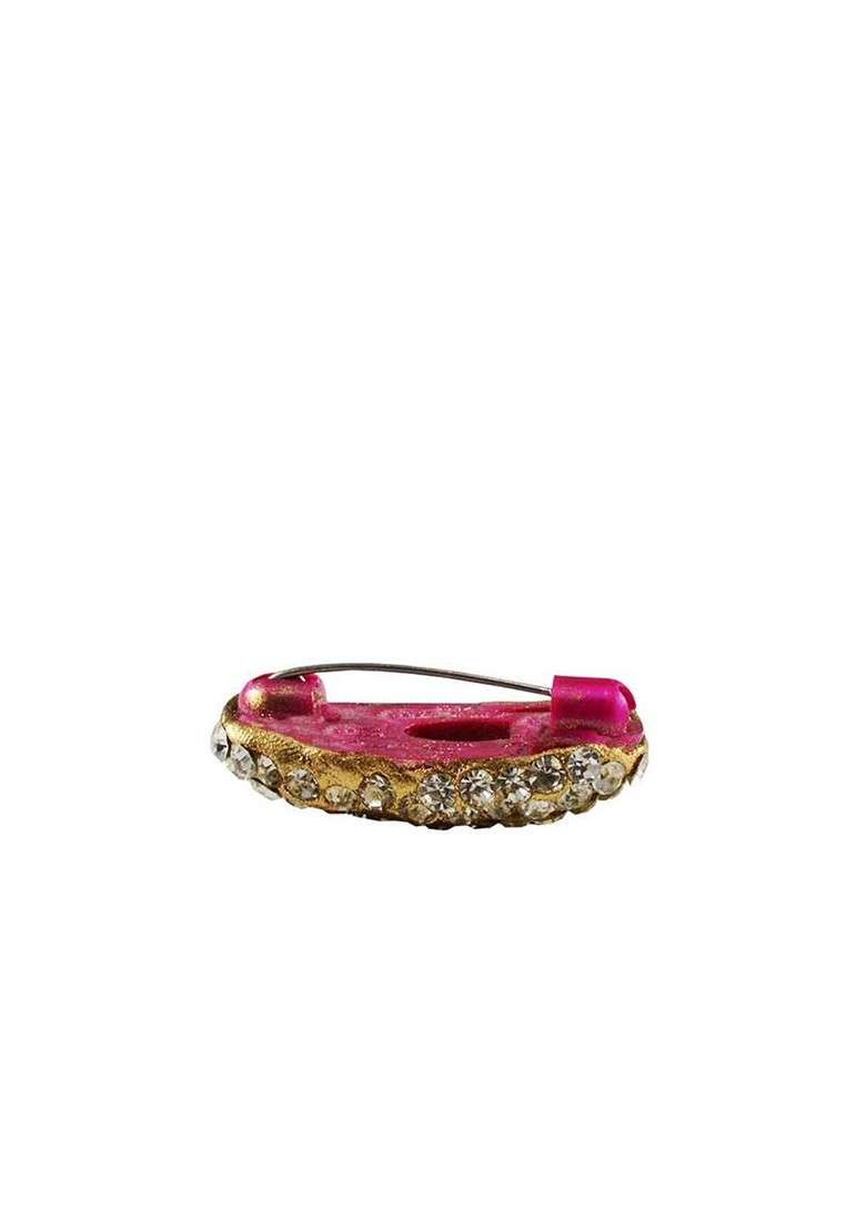 Multicoloured Brass Brooch - Indya