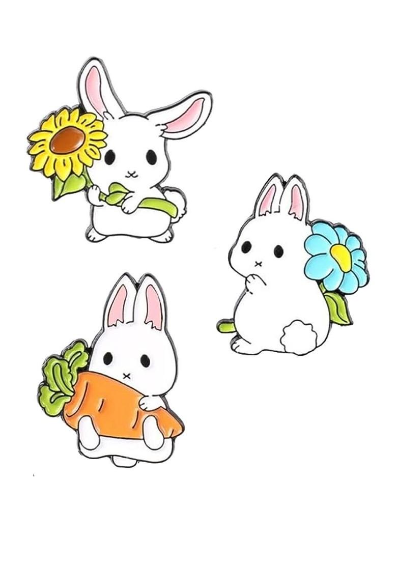 Rabbit Alloy Enamel Lapel Pins Set Of 3