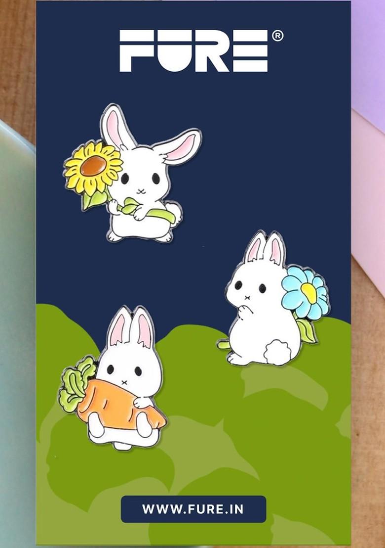 Rabbit Alloy Enamel Lapel Pins Set Of 3