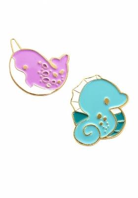 2 Pieces Multicoloured Plated Alloy Enamel Pins