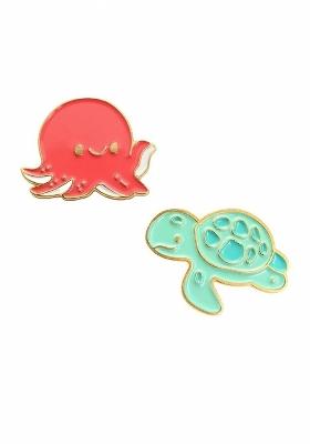 Multicoloured Octopus Tortoise Enamel Pins Alloy Brooch
