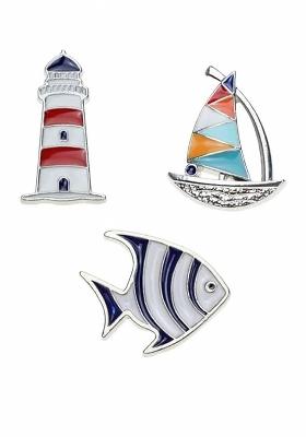 Set Of 3 Silver Plated Alloy Brooch