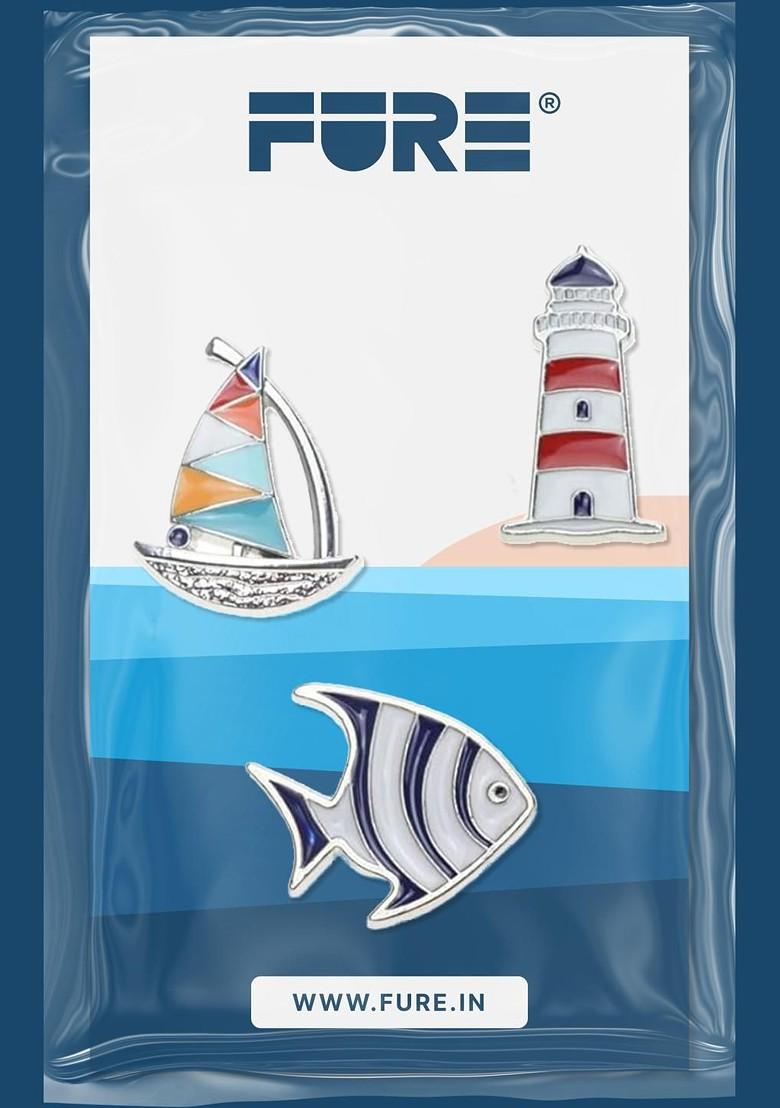 Set Of 3 Silver Plated Alloy Brooch