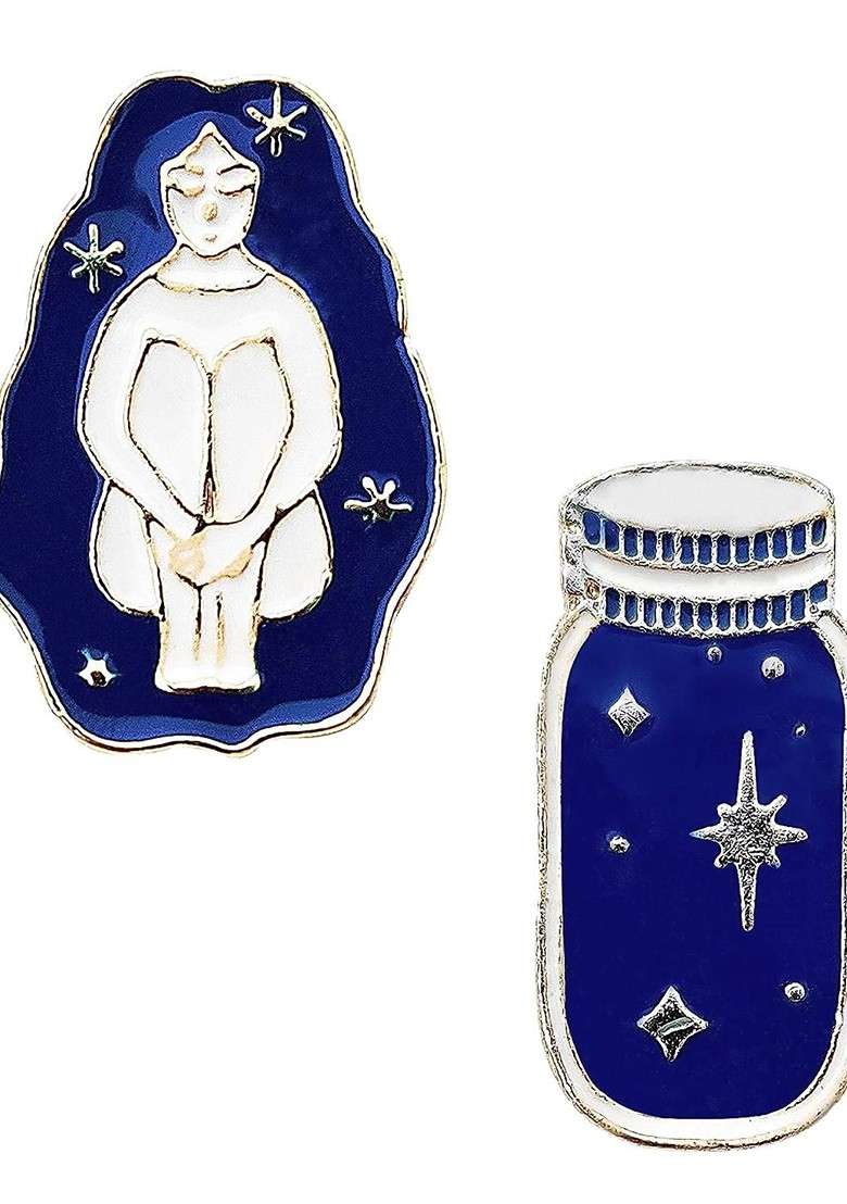 Blue Alloy Brooch - Indya