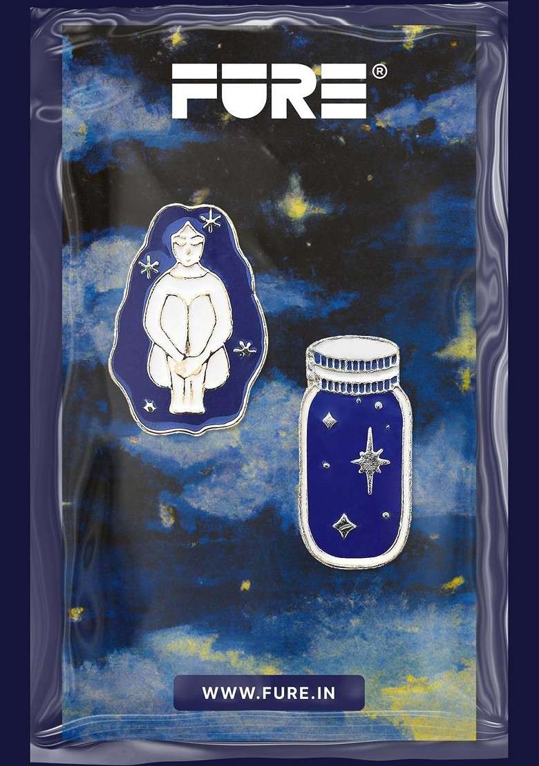 Blue Alloy Brooch - Indya
