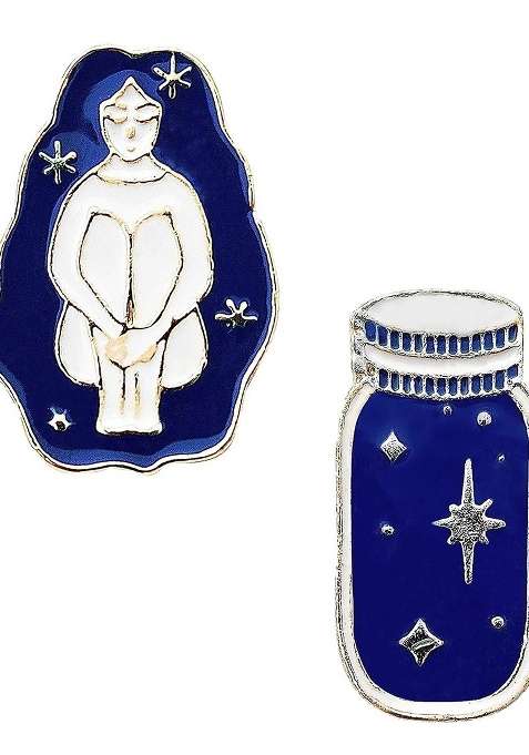 Blue Alloy Brooch