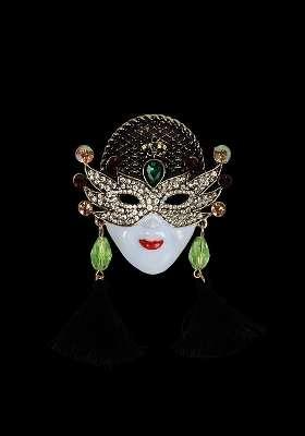 Black Plated Metal Brooch