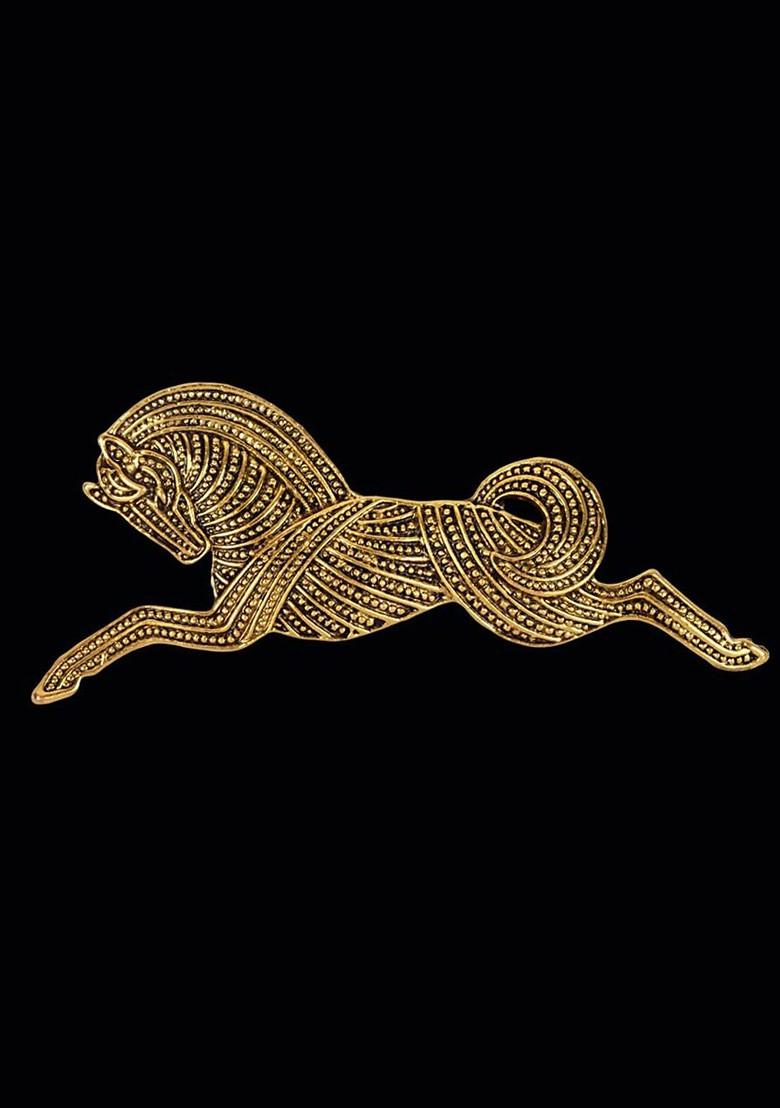 Men Gold Toned Metal Brooch