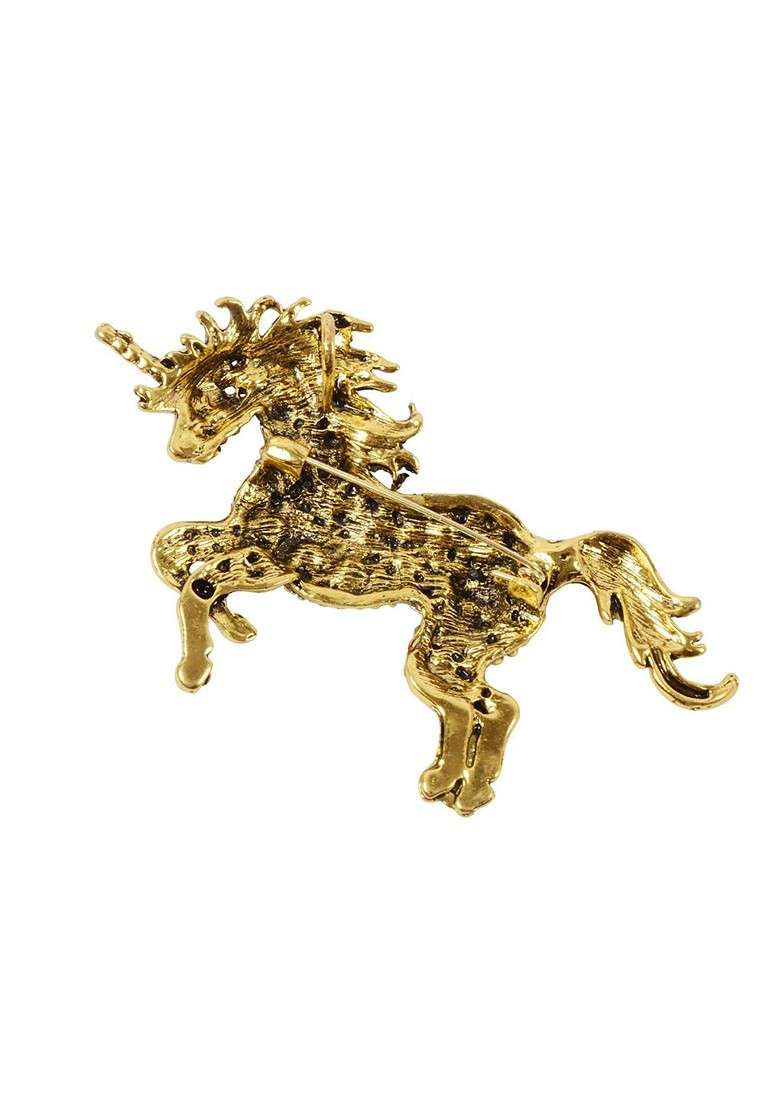 Blue Plated Metal Real Stones Brooch - Indya