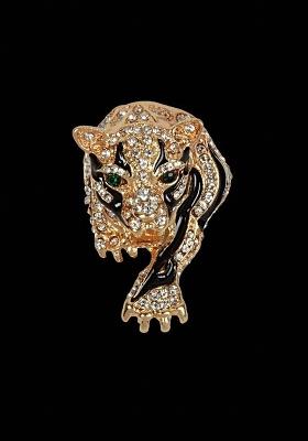 Gold Plated Real Stones Studded Metal Brooch