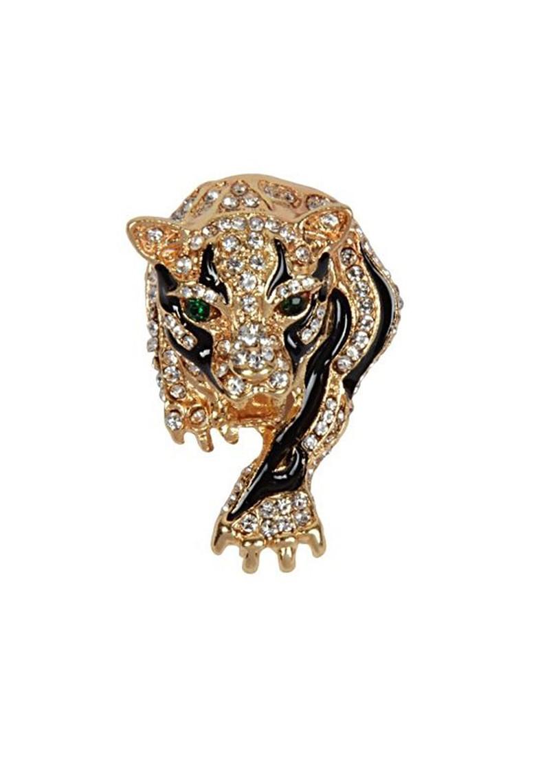 Gold Plated Real Stones Studded Metal Brooch